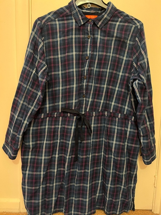 Dresses & Skirts - Cotton Plaid Button-Front Shirt Dress in Navy and Purple